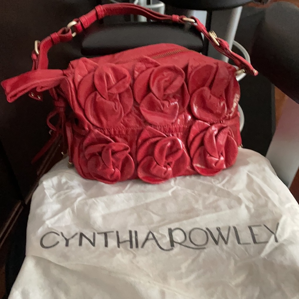 Vintage leather Cynthia Rowley Red handbag - Picture 6 of 6